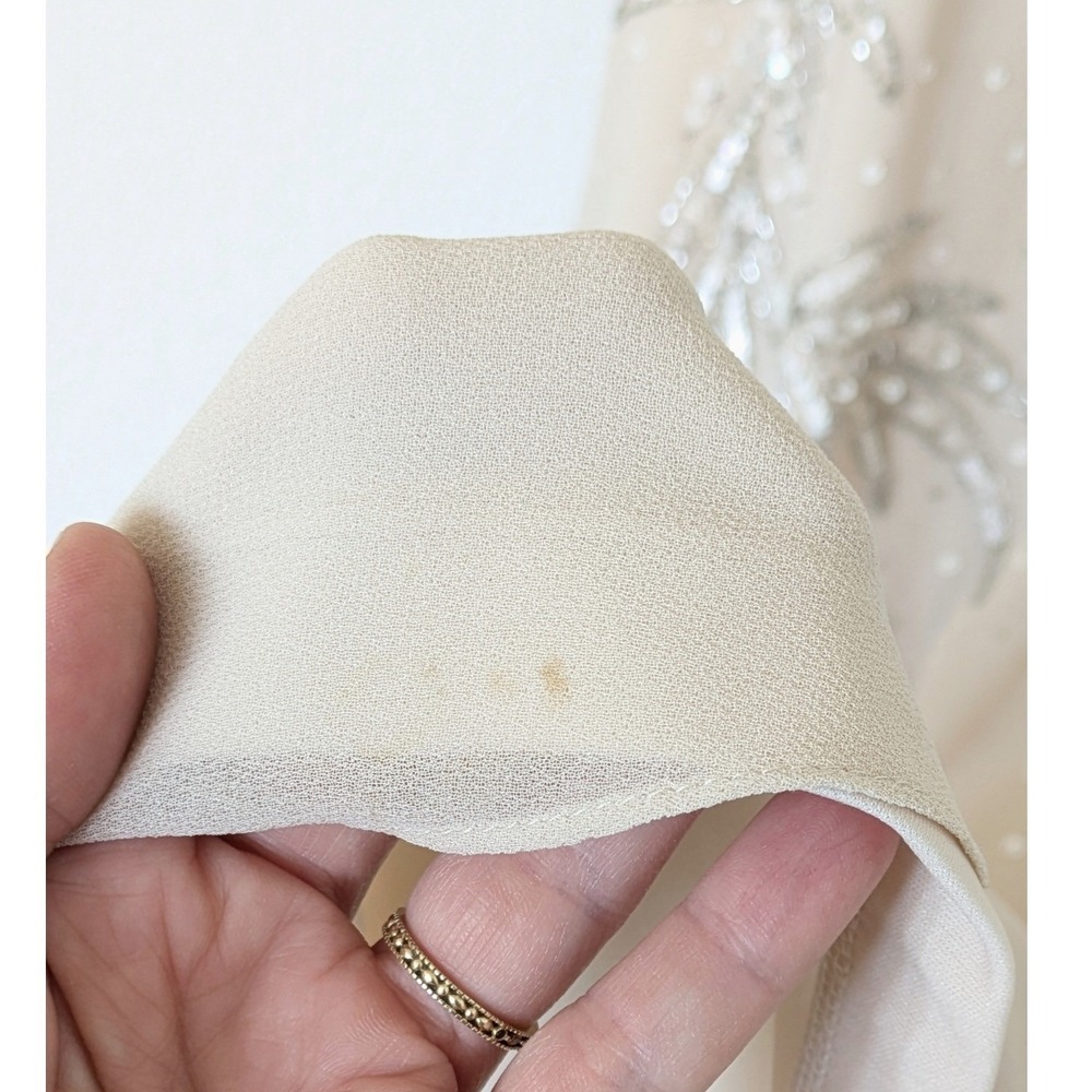 BHLDN Devon Beaded Illusion Maxi Gown Oyster Champagne Size 0 Like‎ New Formal - Picture 14 of 14
